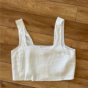 Show Me Your MuMu white linen Tara crop top!